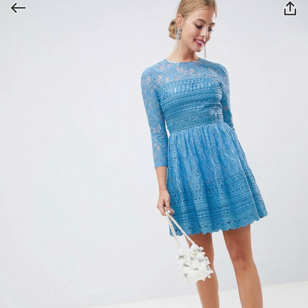 ASOS premium lace blue mini dress size 6